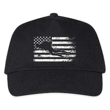 Surf-Silhouette auf verwitterter US-Flagge - Kinder Basecap - Schwarz - Vorne