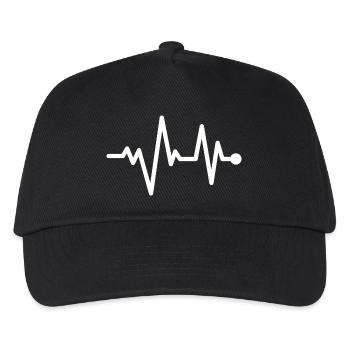 Herzschlag Pulseline Design - Kinder Basecap - Schwarz - Vorne