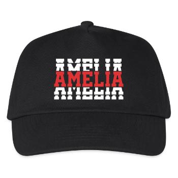Amelia T-Shirt T-Shirt Geschenkidee gestapelter Text - Kinder Basecap - Schwarz - Vorne