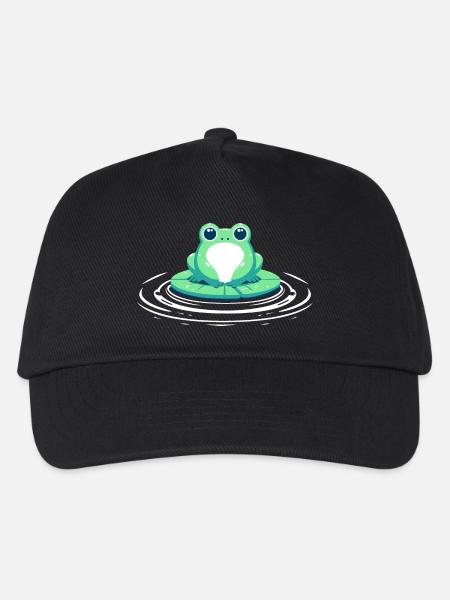 Frosch auf Seerosenblatt - Kinder Basecap - Schwarz