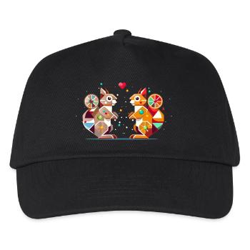 zwei Eichhörnchen mit Herz-farbenfroher Hingucker - Kinder Basecap - Schwarz - Vorne