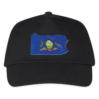 Pennsylvania Flag on the Pennsylvania Map - Kids’ Baseball Cap - black - Front
