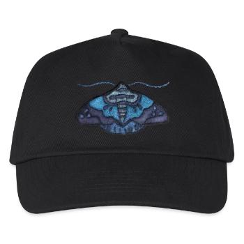 Blaue Motte – einzigartiges Stickmuster - Kinder Basecap - Schwarz - Vorne