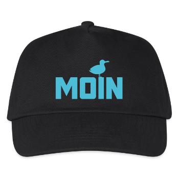 Moin Möwe Ahoi Nordsee Ostsee Küste Urlaub Strand - Kinder Basecap - Schwarz - Vorne