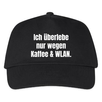 Humorous Coffee Wi-Fi Message - Kids’ Baseball Cap - black - Front
