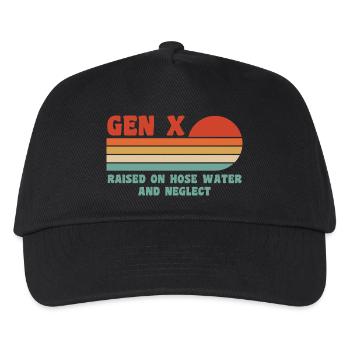 gen x - raised on hose water and neglect - Kids’ Baseball Cap - black - Front