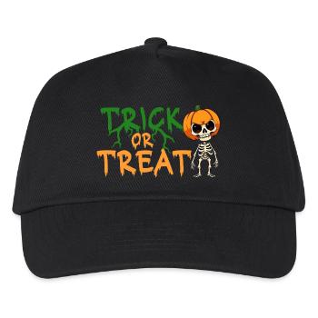 Halloween Trick or Treat Skelett Kürbis Grusel  - Kinder Basecap - Schwarz - Vorne