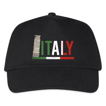 Italien Kolosseum Flagge Porträt - Kinder Basecap - Schwarz - Vorne