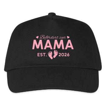 Befördert zur Mama 2026 Mutterschaft - Kinder Basecap - Schwarz - Vorne