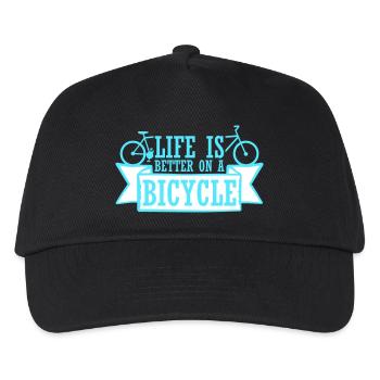 Life is better on a bicycle Radfahren Spruch Sport - Kinder Basecap - Schwarz - Vorne