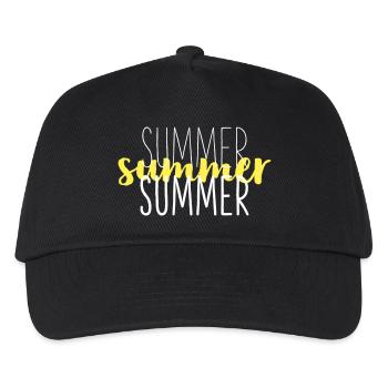 Summer Typo Overlay Gelbes Script - Kinder Basecap - Schwarz - Vorne