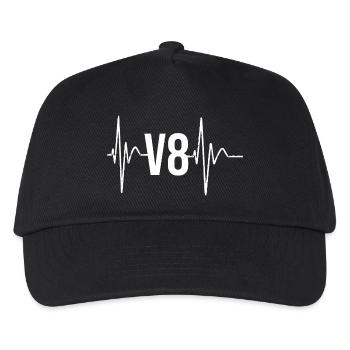 V8 Heartbeat Us Car Liebhbaber Motiv  - Kinder Basecap - Schwarz - Vorne