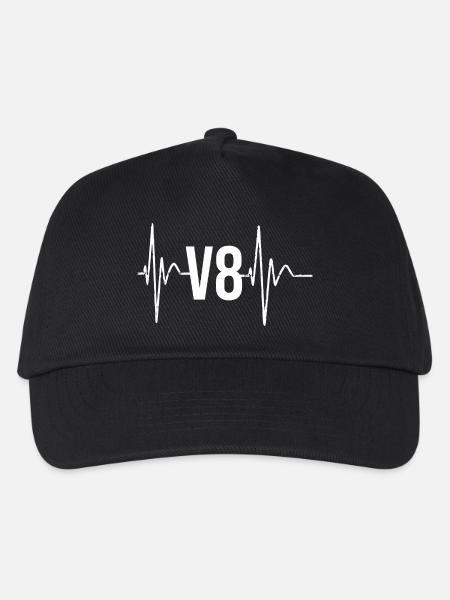 V8 Heartbeat Us Car Liebhbaber Motiv - Kinder Basecap - Schwarz