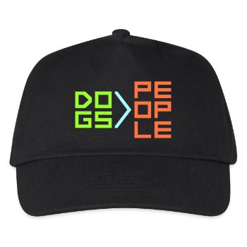 Dogs Over People Hund Lustig Antisozial Spruch - Kinder Basecap - Schwarz - Vorne
