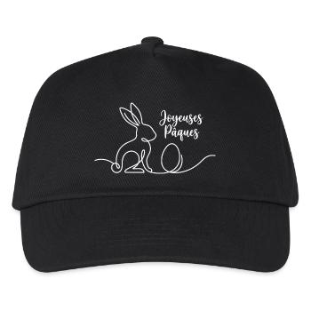 Joyeuses Pâques,Süßes Hasen Oster Shirt, Hoodie - Kinder Basecap - Schwarz - Vorne