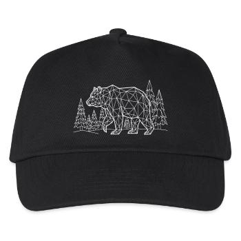 White Bear Silhouette Pine Forest Grizzly - Kids’ Baseball Cap - black - Front