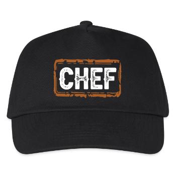 Chef Schriftzug Vintage Stempel - Kinder Basecap - Schwarz - Vorne