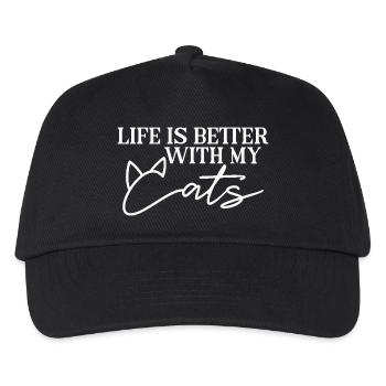 La vie est meilleure avec des chats, des chats, des mamans, des chats, des pères de chats - Casquette de baseball Enfant - noir - Devant