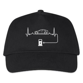 Electric car love with heartbeat Electric cars - Kids’ Baseball Cap - black - Front