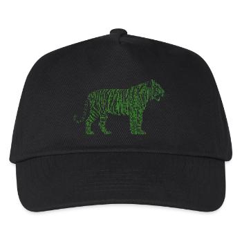 Binärcode Green Matrix Tiger Tech Cyber - Kinder Basecap - Schwarz - Vorne