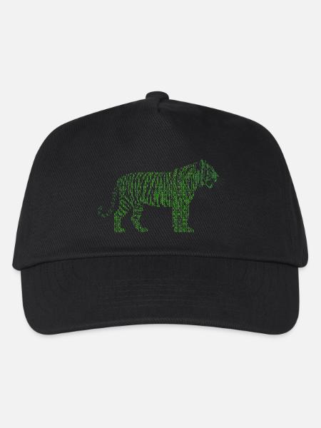 Binärcode Green Matrix Tiger Tech Cyber - Kinder Basecap - Schwarz