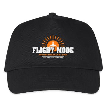 Flight Mode Digital Detox Statement Streetwear - Kinder Basecap - Schwarz - Vorne