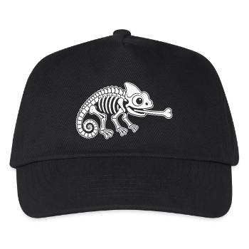 Süßes Skelett Chamäleon Reptil Cartoon Shirt - Kinder Basecap - Schwarz - Vorne