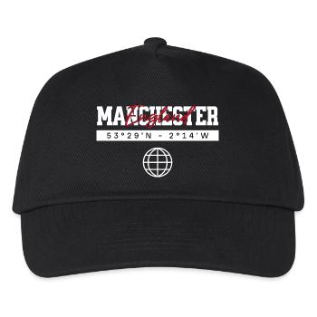 Manchester England Koordinaten Reise Souvenir - Kinder Basecap - Schwarz - Vorne