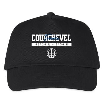 Courchevel Frankreich Koordinaten Reise Souvenir - Kinder Basecap - Schwarz - Vorne