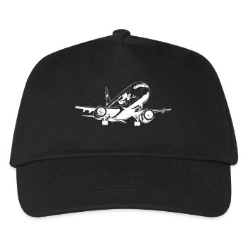 Flugzeug Zeichnung - Kinder Basecap - Schwarz - Vorne