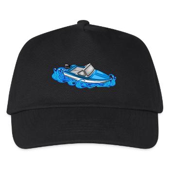 Boot DDR Wellen Retro Illustration Ibis Bootfahren - Kinder Basecap - Schwarz - Vorne