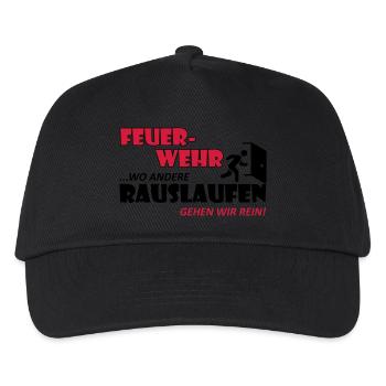 Wo andere rauslaufen gehen wir rein - Feuerwehr - Kinder Basecap - Schwarz - Vorne