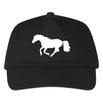 Galloping Horse - White White Silhouette - Kids’ Baseball Cap - black - Front