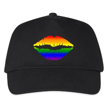 Regenbogen-Lippen - Kinder Basecap - Schwarz - Vorne