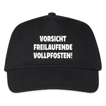 Vorsicht freilaufende vollpfosten idioten arbeit - Kinder Basecap - Schwarz - Vorne