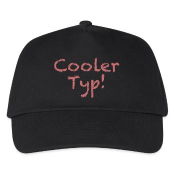 Spruch "Cooler Typ" Hellrot - Kinder Basecap - Schwarz - Vorne