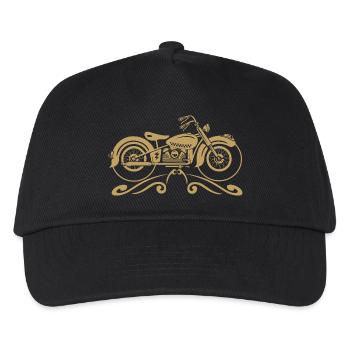 Vintage-Motorrad mit Filigran - Kinder Basecap - Schwarz - Vorne