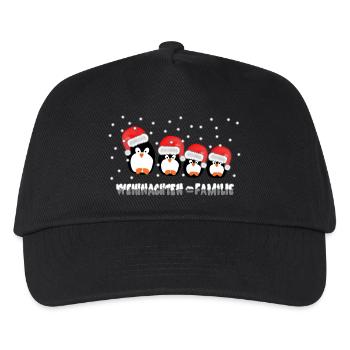 Weihnachten = Familie / X Mas / Pinguine / Schnee - Kinder Basecap - Schwarz - Vorne