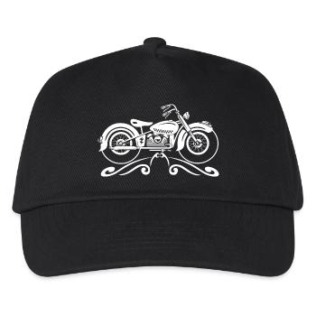 Vintage-Motorrad mit ornamentalem Filigran - Kinder Basecap - Schwarz - Vorne
