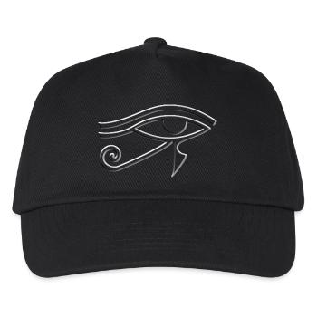Horusauge (Auge des Horus) Symbol Weiß 3D Effekt - Kinder Basecap - Schwarz - Vorne