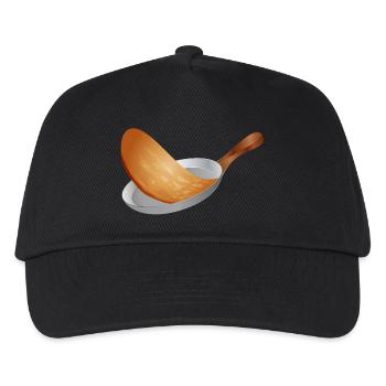 goldbraunen Pfannkuchen in der Pfanne wenden - Kinder Basecap - Schwarz - Vorne