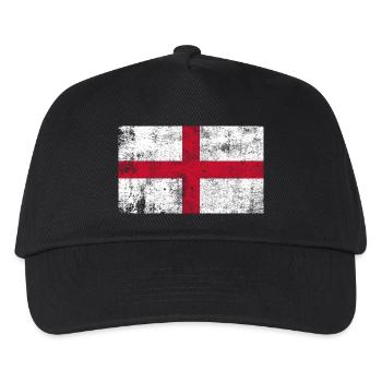England Flagge Fahne Grunge Retro Vintage - Kinder Basecap - Schwarz - Vorne
