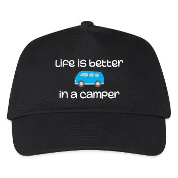 Das Leben ist besser in einem Camper - Kinder Basecap - Schwarz - Vorne