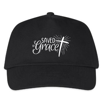 Saved by Grace Lettering - Kids’ Baseball Cap - black - Front