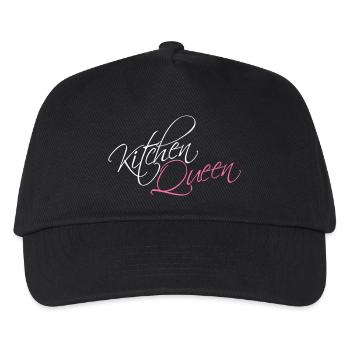 Küchen Königin Logo Schriftzug Kitchen Queen Frau - Kinder Basecap - Schwarz - Vorne