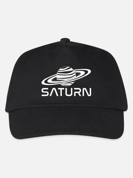 Weißer Saturn Planet - Kinder Basecap - Schwarz