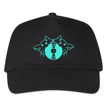 2 DJ Katzen Freunde Team Essen Musik Schallplatte - Kinder Basecap - Schwarz - Vorne