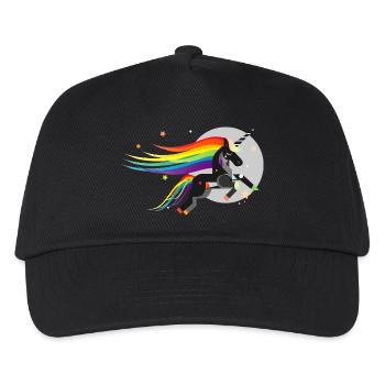 Schwarzes Einhorn – Mystisch und farbenfroh - Kinder Basecap - Schwarz - Vorne