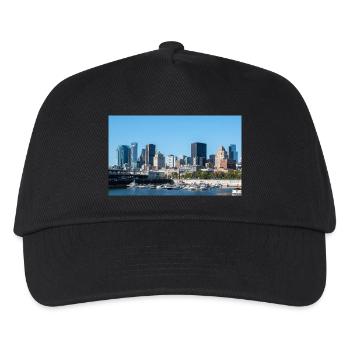 Panoramablick auf die Skyline von Montreal vom Hafen aus - Kinder Basecap - Schwarz - Vorne