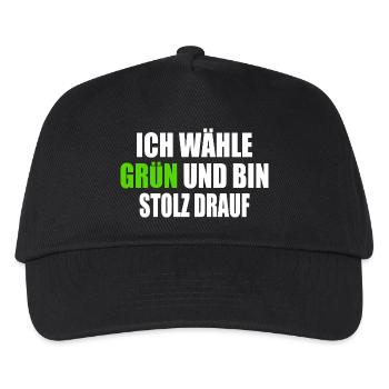 I vote green and I'm proud of it - Kids’ Baseball Cap - black - Front